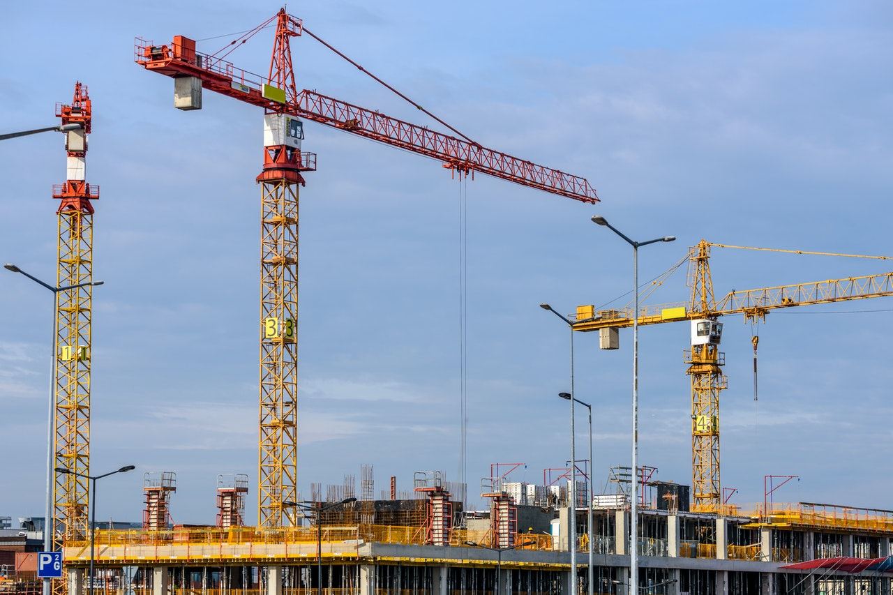 Tower cranes over a building site