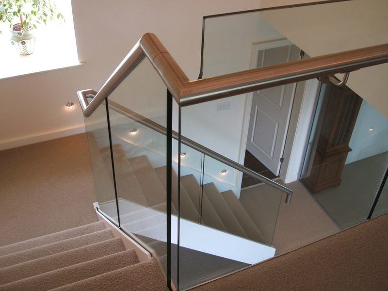Glass balustrade on a staircase